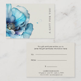 Blue Poppy Floral Elegant Gift Certificado