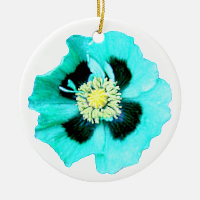 Blue Poppy redondo ornamento blanco (Frente)