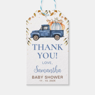 Blue Pumpkin Truck Baby Shower Gracias Etiqueta