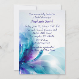 Blue Purple Floral Design Bridal Shower Invitación