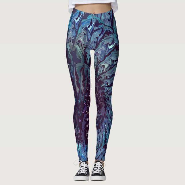 Blue Purple Fractal Art Leggings (Anverso)