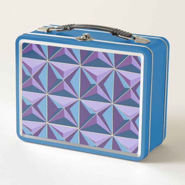 Blue Purple Triangles Metalizado Lunch Box (Anverso)