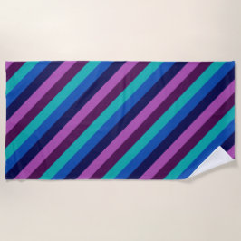 Blue Purple Verde azulada Stripes Beach Toalla