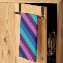 Blue Purple Verde azulada Stripes Kitchen Toalla