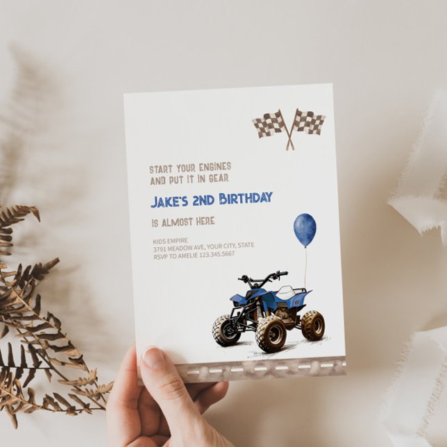 Blue Quad Bike Cualquier Invitación de Cumpleaños  (Subido por el creador)