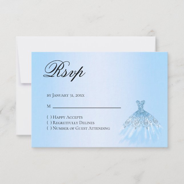 Blue Quinceanera Reply RSVP Card (Anverso)