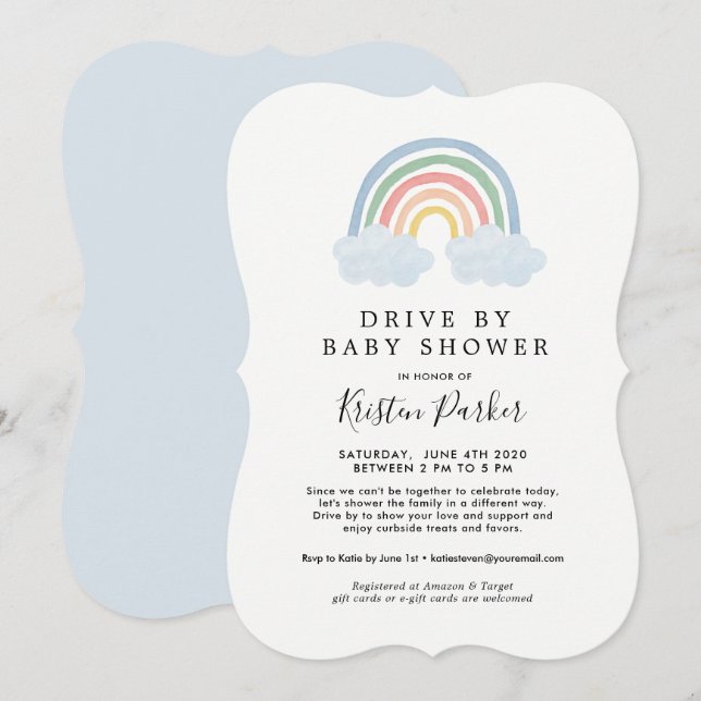 Blue Rainbow Drive by Baby Shower Invitaciones (Anverso / Reverso)