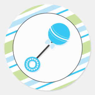 Blue Rattle   Pegatina Baby Shower Favor