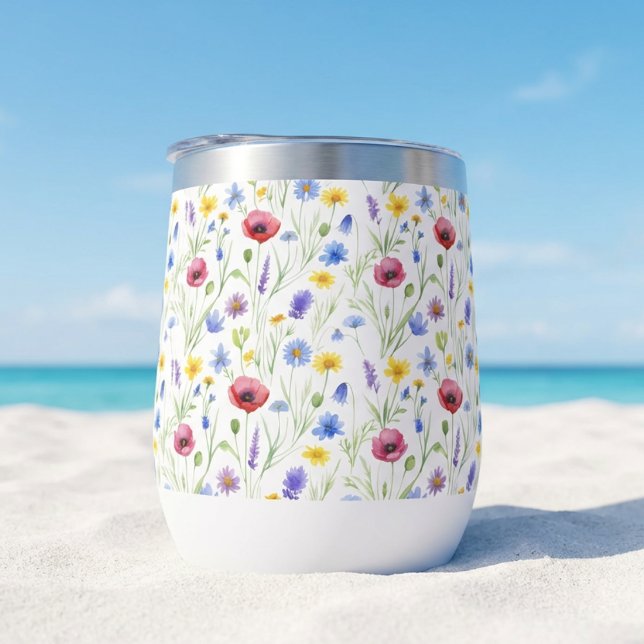 Blue Red Watercolor Wildflower (Subido por el creador)