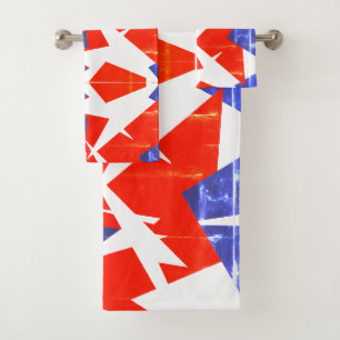 Blue Red White Abstract Toallas de Baño de Arte