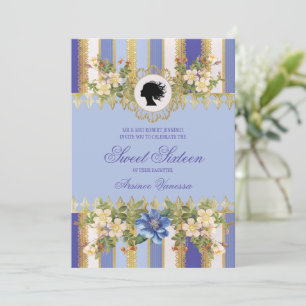 Blue Regency Era Sweet 16 Invitaciones