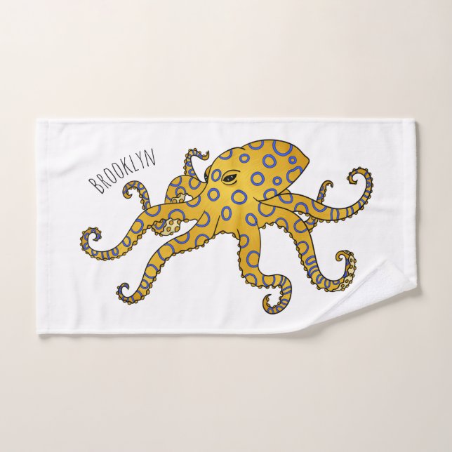 Blue-ringed octopus cartoon illustration  (Toalla de mano)