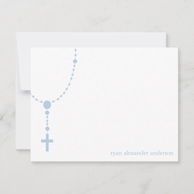 Blue Rosary Baptism Gracias Notas (Anverso)