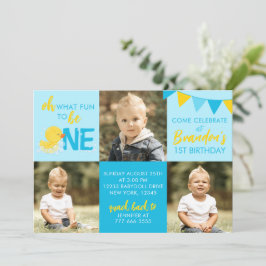 Blue Rubber Duck 3 Invitación de cumpleaños a la f