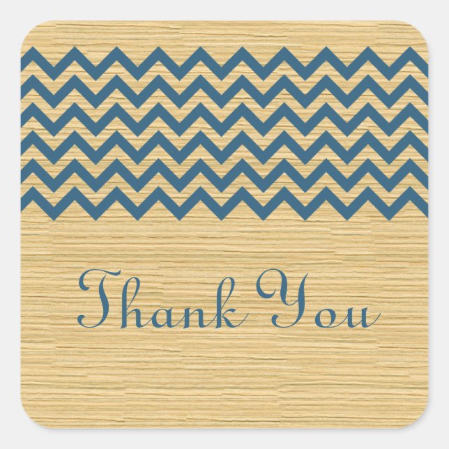 Blue Rustic Chevron Gracias Pegatinas (Anverso)