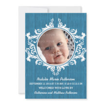 Blue Rustic Swirls Baby Invitación