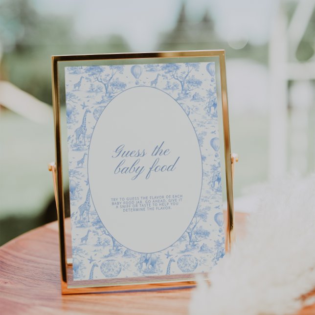 Blue Safari Toile de Jouy Guess the baby food sign (Subido por el creador)