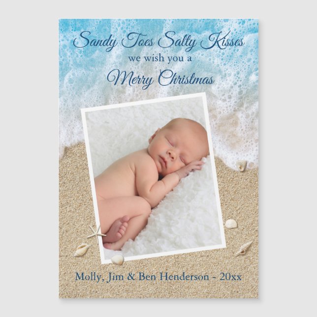 Blue Sandy Toes Salty Kiss Merry Xmas Magnet (Anverso)