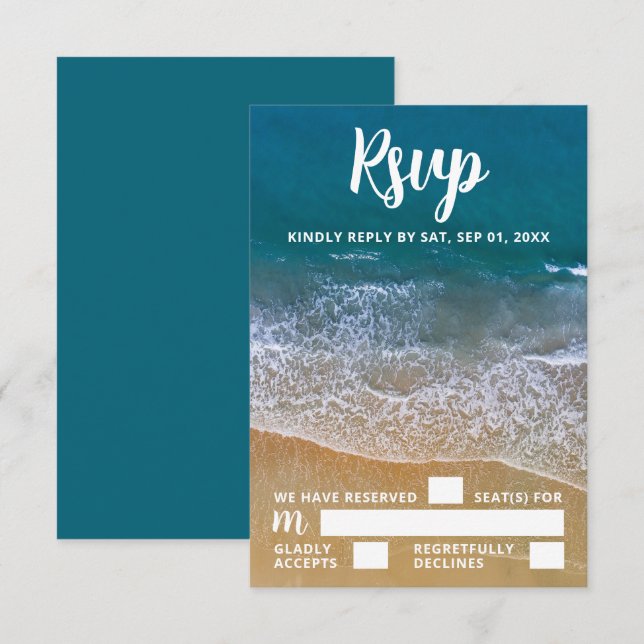 Blue Sea Beach Wedding RSVP (Anverso / Reverso)