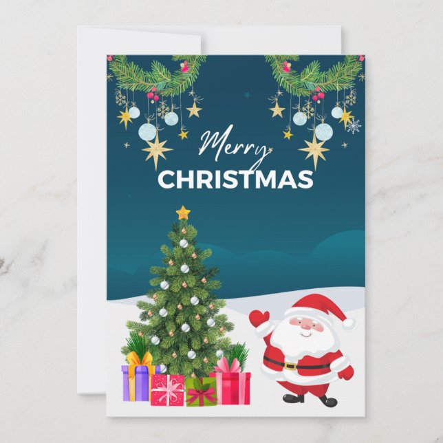 Blue Simple Santa Personalizado Feliz Navidad (Anverso)