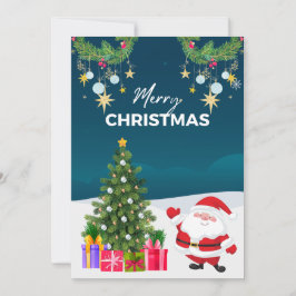 Blue Simple Santa Personalizado Feliz Navidad