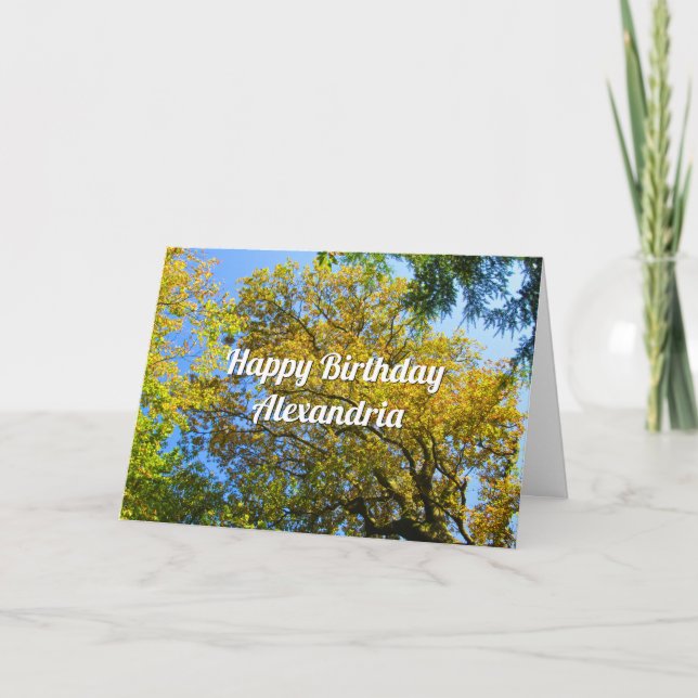 Blue Sky & Autumage Foliage - Tarjeta de cumpleaño (Anverso)