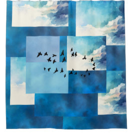 Blue Sky Birds Diseño Cortinas de Ducha