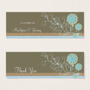 Blue Snow Flower Swirls Winter Wedding Favor Tag
