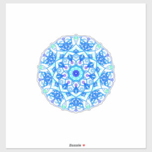 Blue Snowflake Mandala Boho Vinyl Pegatina