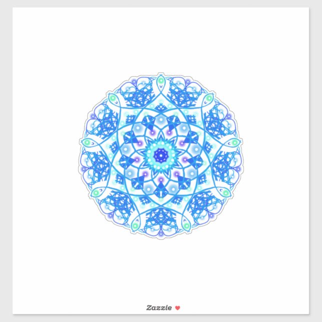 Blue Snowflake Mandala Boho Vinyl Pegatina (Hoja)