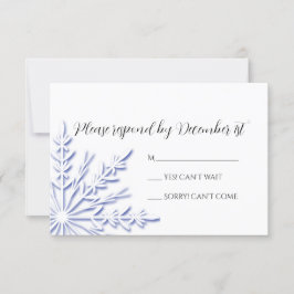 Blue Snowflake on White Wind Wedding RSVP