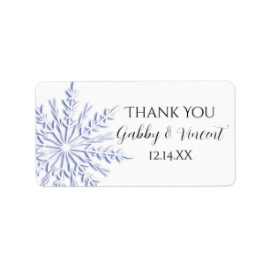 Blue Snowflake Winter Wedding Gracias Etiqueta De 