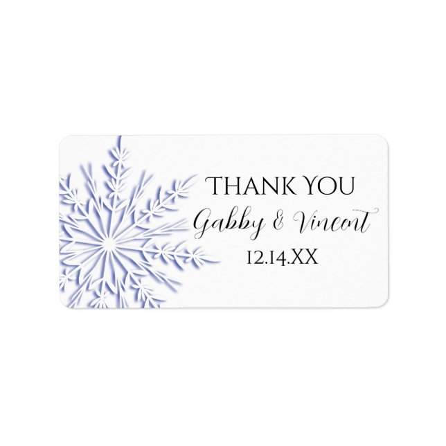Blue Snowflake Winter Wedding Gracias Etiqueta De  (Frente)