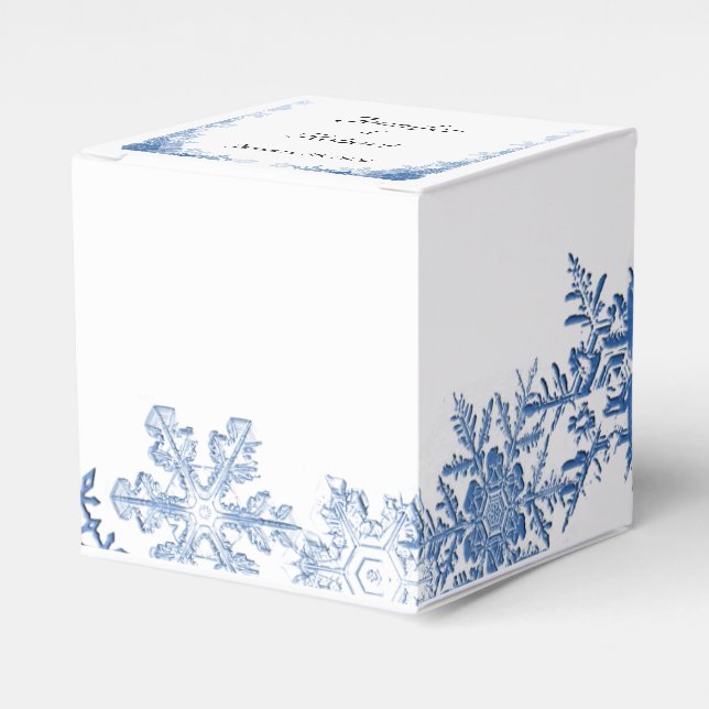 Blue Snowflakes en la caja de favores de la boda b (Costado Anverso)
