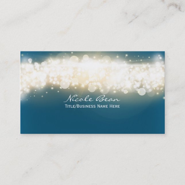 Blue Sparkle Lights Sky Blast Tarjeta de presentac (Anverso)