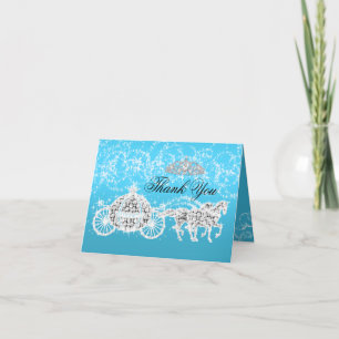 Blue Sparkle Princess Theme Gracias Tarjeta