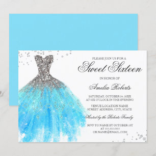 Blue Sparkle Vestido Dulce Invitación
