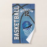 Blue Sport 🏀 Basketball | DIY Textos<br><div class="desc">🥇 DISEÑO ORIGINAL DE ARTE DE DERECHOS DE AUTOR DE Donna Siegrist SÓLO DISPONIBLE EN ZAZZLE! Toalla De La Mano De La Bañera. Baloncesto deportivo listo para su personalización. ¿Necesita otro color o toalla de baño completa? Contáctame a través de mi tienda o mi correo electrónico directo está a continuación....</div>