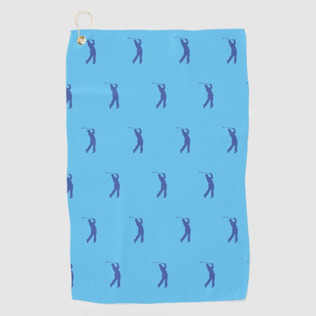 Blue Sports Golfer Silhouette Golf Toalla (Anverso)