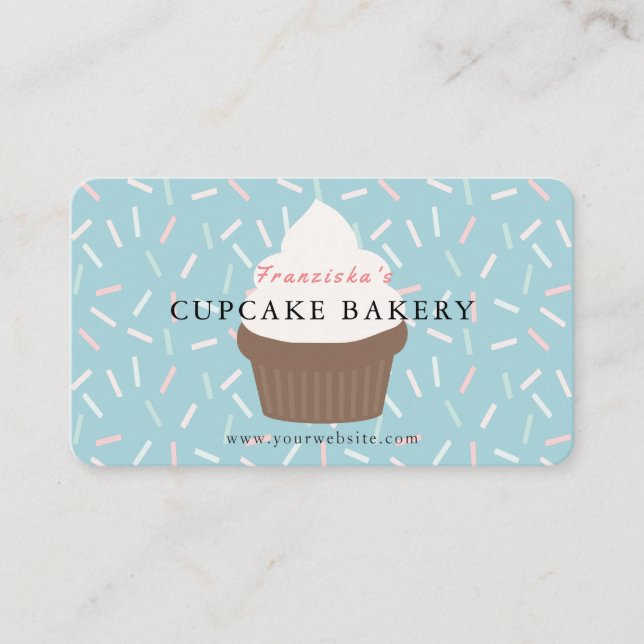 Blue Sprinkles Cupcake Bakery Tarjeta de presentac (Anverso)