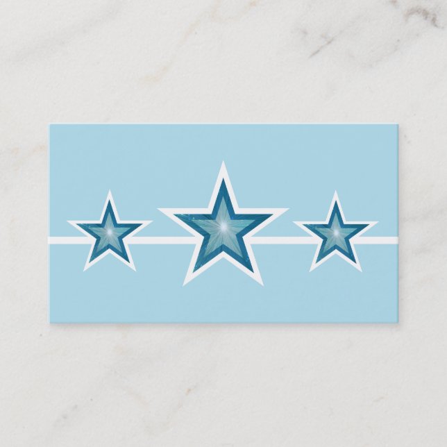 Blue Star 3 estrellas tarjeta de visita azul pálid (Anverso)