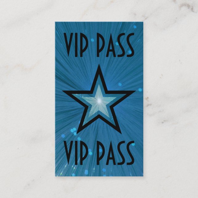 Blue Star 'VIP PASS' tarjeta de visita negra (Anverso)