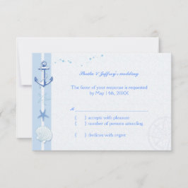Blue Starfish & Anchor Nautical Wedding RSVP
