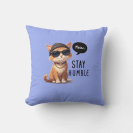 Blue Stay Humble Hipster cat Cojín decorativo