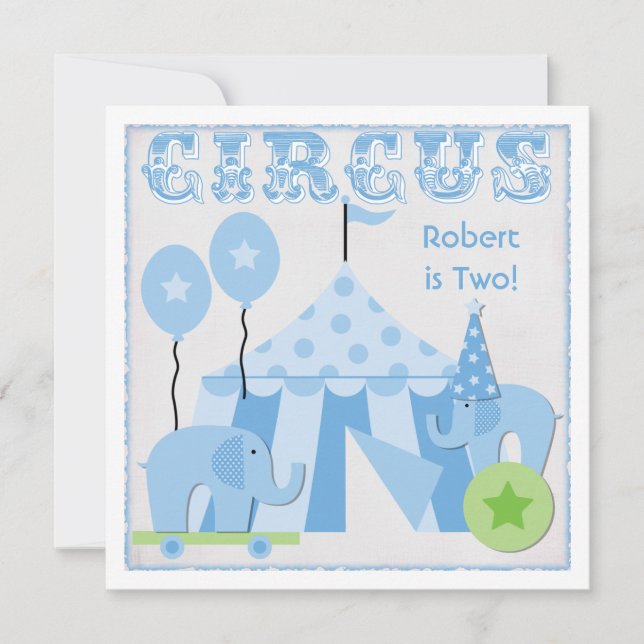 Blue Step Right Up Circus Birthday Invitaciones (Anverso)
