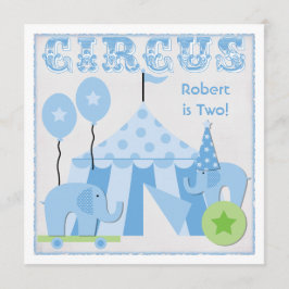Blue Step Right Up Circus Birthday Invitaciones
