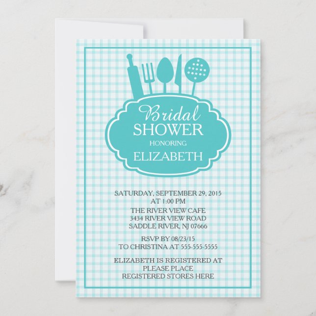 Blue Stock the Kitchen Bridal Shower Invitación (Anverso)