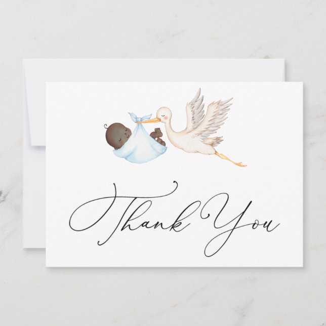 Blue Stork Baby Shower Gracias (Anverso)