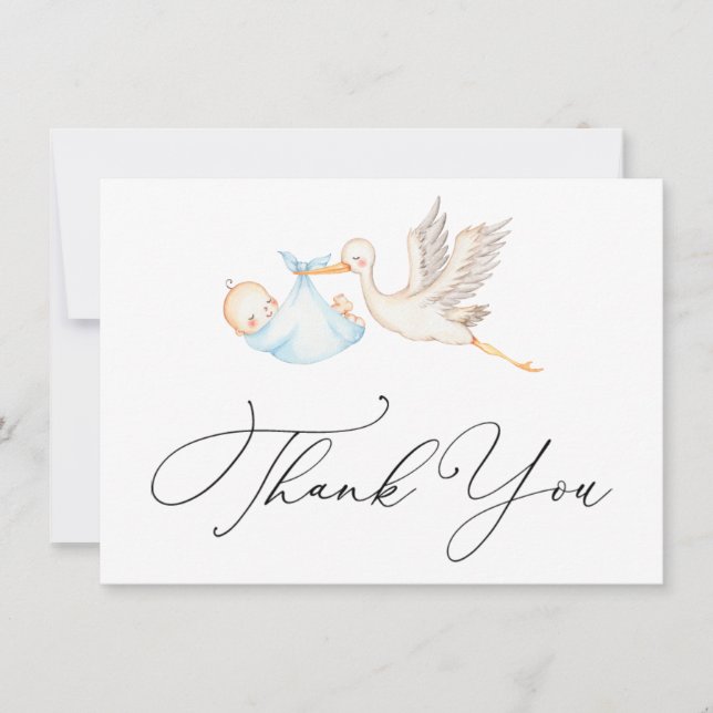 Blue Stork Baby Shower Gracias (Anverso)