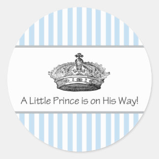 Blue Stripe Prince Crown Baby Boy Sello para sobre